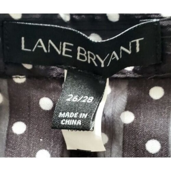 Lane Bryant Sheer Blouse 26/28 Button Up Cold Shoulder Polka Dot Long Sleeve Top - Picture 4 of 5